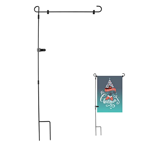 32inchs Garden Flag Stand, Removable Yard Flag Pole Outdoor Decor for Outside Garden Flags, Without Flags(Black)