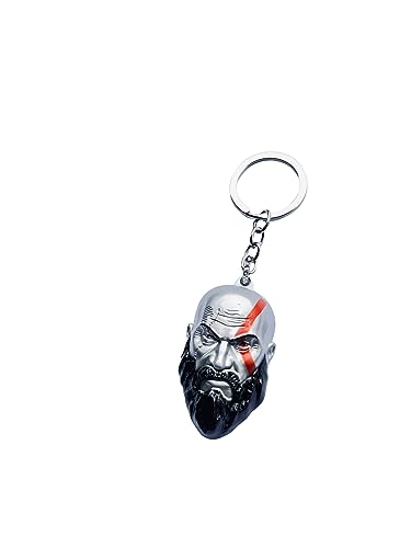 Image of 3D New Game God Of War 4 Kratos 3D Head Keychain Leviathan Axe Key Chain Ring Metal For Men Car Fans Gift