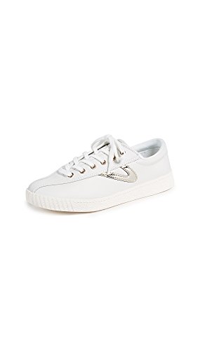 TRETORN womens Women's Lace-up Nyliteplus Women s Leather Lace Up Casual Fashion Sneakers Classic Vintage Style, White/Light Gold, 9 US