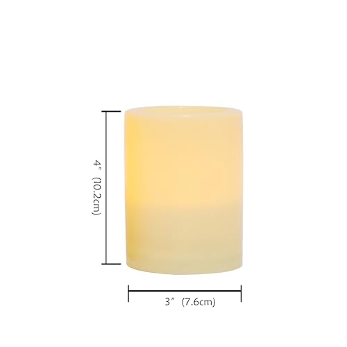 Image of CANDLE CHOICE Outdoor Battery Operated Flameless Candles with Remote Timer Waterproof Flickering Plastic Electric LED Pillar Lights for Lantern Patio Garden Wedding Party Decorations D3 inchxH4 inch 2 Pack