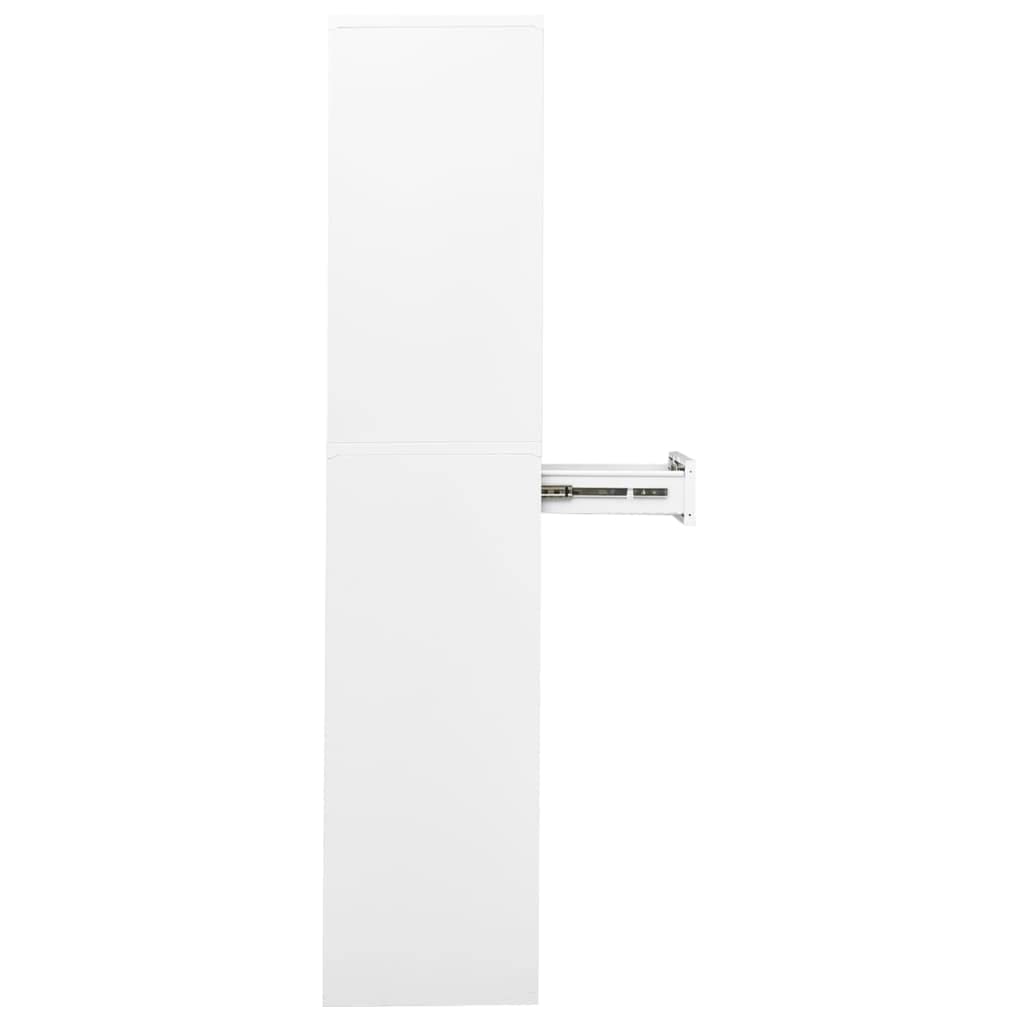 Armario de oficina blanco 90 x 40 x 180 cm, acero templado con 3 estantes ajustables, 4 puertas, 2 cajones, armario con cerradura para oficina, cocina, despensa