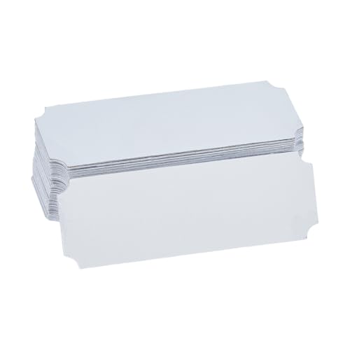 DICOSMETIC 40 placas de aluminio vacías para nombre, grabado con láser, marco rectangular de platino, con parte trasera autoadhesiva, 2,5 x 7,6 cm
