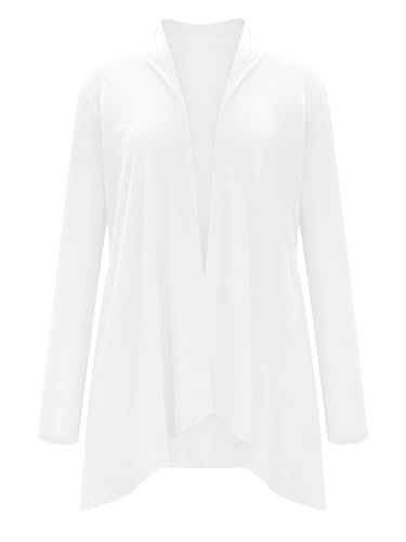 Image of Women's Drape Front Open Cardigan Casual Lightweight Long Sleeve Cardigans Flowy Tops with Pockets