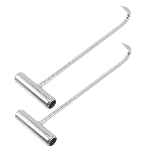 LOEFLIFA Set 2 Ganci Per Tombini in Metallo Zincato, Attrezzi Di Sollevamento Resistenti e Compatti, Ganci Per Coperchi Di Tombino Versatili e Leggeri Per Uso Professionale e Civile