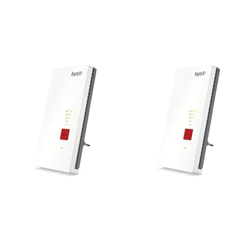 AVM FRITZ!Repeater 2400 International WiFi AC+N Extender Dual Band & FRITZ!WLAN Mesh Repeater (Dual-WLAN AC + N Bis Zu 1.733 MBit/s + 600 MBit/s, 1x Gigabit-LAN, Deutschsprachige Version)