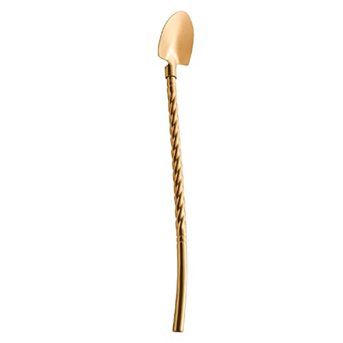 1pcs cuchara de paja con mango largo, diseño de forma de pala cuadrada y redonda cuchara de paja de acero inoxidable, herramientas de cocina Cucharas para comedor para comedor Dorado