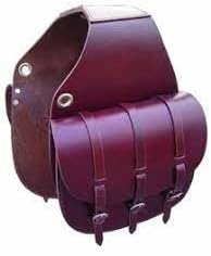BNB INTERNATIONAL Cowhide Genuine Leather Western Equestrian Trail Simple Horse Saddle Bag Pack Equipment Horse Saddle Bags Size: 10” L x 10” W x 3 ½” D inches BAG82