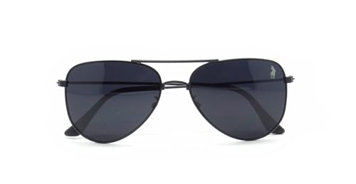 Óculos de Sol Aviador Unissex Polo London Club, Armação em Metal Stainless Stell (preto)