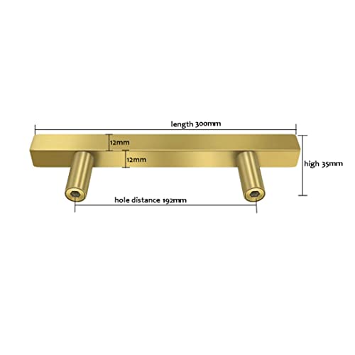 SYDARSYN 2 Pcs Gold Cupboard Handles Stainless Steel Square T Bar Cabinet Handles Kitchen Drawers Knobs Pull Handles Furniture Bathroom Door Handles 192mm - Image 2