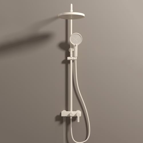 Ensemble mitigeur de douche réglable blanc au design minimaliste effet pluie - 3