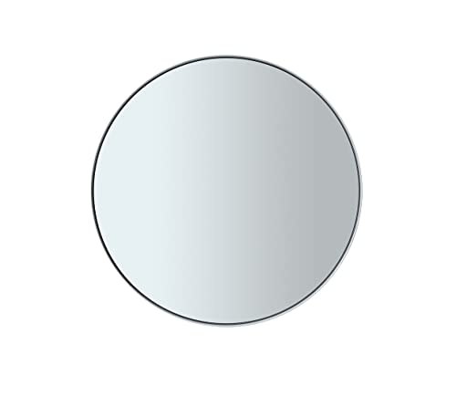 Blomus Wandspiegel Rim, Badezimmerspiegel, Dekospiegel, Stahl pulverbschichtet, farbiges Glas, White, 50 cm, 66162