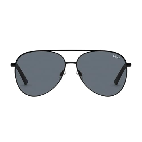 QUAY 1515 60mm BLACK/SMOKE Oversize Aviator Sunglasses for Women + BUNDLE with ACCESSORY EYEWEAR KIT