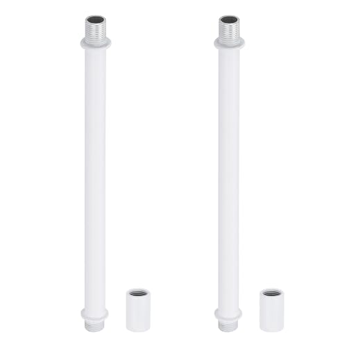 Image of PATIKIL Straight Pipe Lamp Stems Rod Kit, 2 Set M10 Carbon Steel 160mm(6.3 inch) Long Double End Thread Rod with Coupling Nuts Sleeve Connector for Table Lamps Chandeliers,White