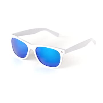 Bisonhead Sunglasses Classic Style Sunglasses XXL - White Frame/Blue Mirror