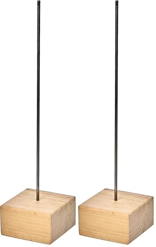 Powertex Artipistilos® Socle En Bois/métal 7x7x30 Cm - Natural/negro - Stands Creations (Lot de 2)