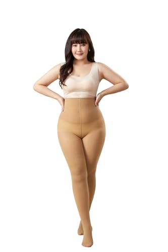 Image of MOOCHI 2 Pairs Women's Plus Size Opaque Tights Control Top High Waist Ultra Soft Elastic