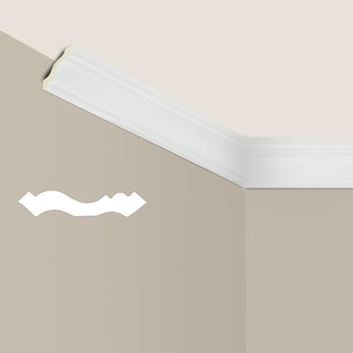 WQLLWFC 10-Pcak Ceiling Crown Molding TrimCrown Molding Total Length 40 FtLightweight High-Impact Polystyrene Decorative Ceiling MouldingCeiling Trim- Installed with Glue White