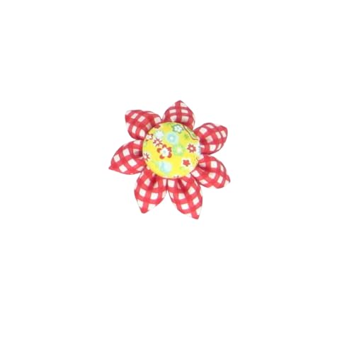 Size Small Flower for Pet Collar in 20 Colors (Red Gingham)