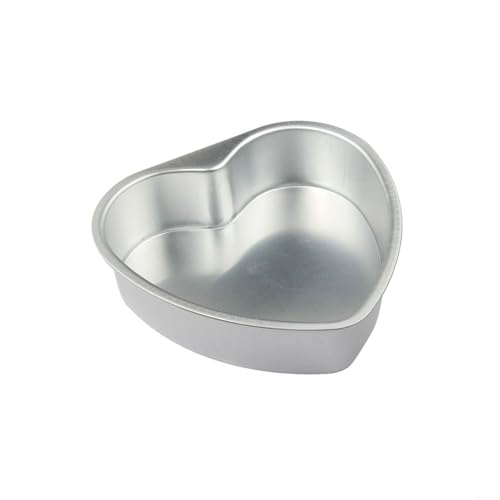 babominimer Molde de aluminio con forma de corazón para hornear con base no suelta, apto para hornear chocolate, esponja y pasteles de celebración en 3, 5 (3 pulgadas)