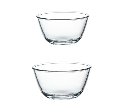 JTZPAXL 2 - Piece Glass Mixing Bowl,Salad Bowl, Comes in 2 Sizes (2.7L, 2.1L),Microwave and Dishwasher Safe, Clear,Perfect for Cooking, Baking, Serving and Storing