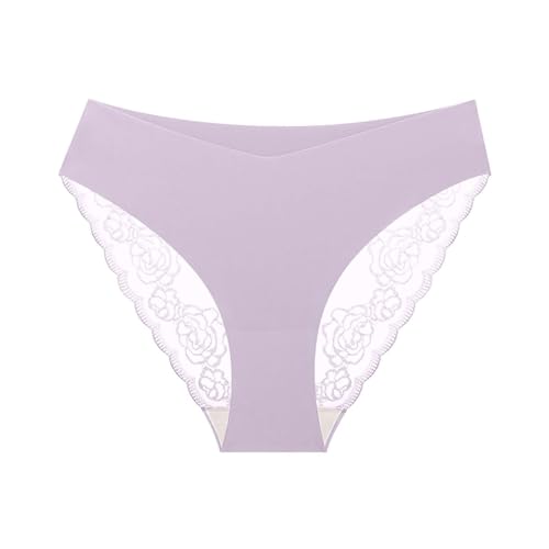 2025 - Bragas de encaje sin costuras para mujer, bragas cómodas y ultrafinas para mujer, ropa interior elástica suave y transpirable, ropa interior sexy, morado, XL