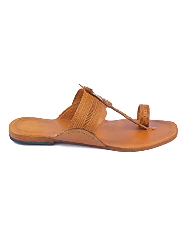Image of KORAKARI Men Kolhapuri Chappal Handcrafted Sandal Smooth and Comfortable Flip Flops Slipper Stylish Anti Slip Design Genuine Leather Traditional Footwear.