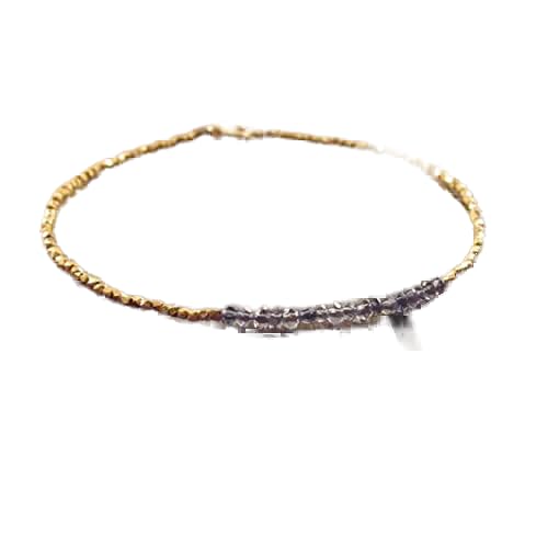 Iolite perles de qualité supérieure en bracelet empilable précieux et fermoir doré