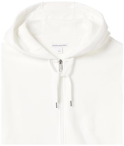 Amazon Essentials Herren Fleece-Kapuzenpulli mit durchgehendem Reißverschluss (erhältlich in den Größen Big & Tall), Grellweiß, XS