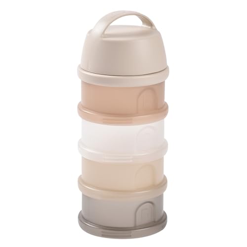Image of Beaba Formula Container with 4 Stackable and Interchangeable Compartments, Milk Dispenser, 100% Airtight, Large Capacity, Funnel Tip for Pouring Powder with Precision, Evolutive use, Clay