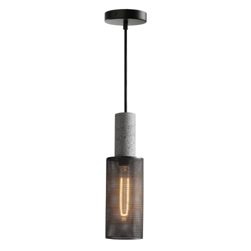 Modern Pendant Light Fixture With Concrete And Black Metal Linear Shade Black Pendant Light Kitchen Island For Bedroom Dining Room Restaurant #TOP2