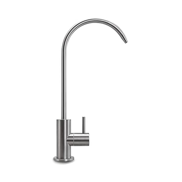 EIN-Weg-Wasserhahn Edelstahl Massiv für Umkehrosmose und Wasserfilter, Osmose Wasserhahn, 360° schwenkbar inkl. 1/4" Zoll Schlauch-Anschluss (Sofia) – Bild 4