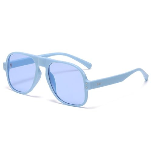 Lunettes de soleil tendance rétro bleu-bleu verres verts mixtes