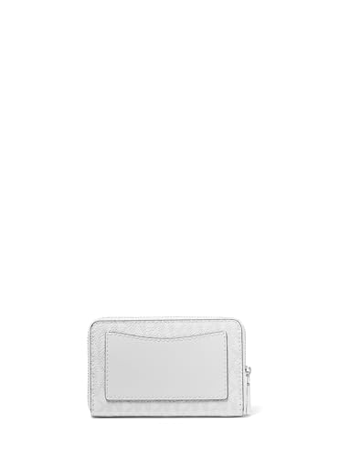 Image of Michael Kors Jet Set Small Zip Around Card Case, Silver-Tone Hardware /Signature Coated Twill /Optic White /Allum