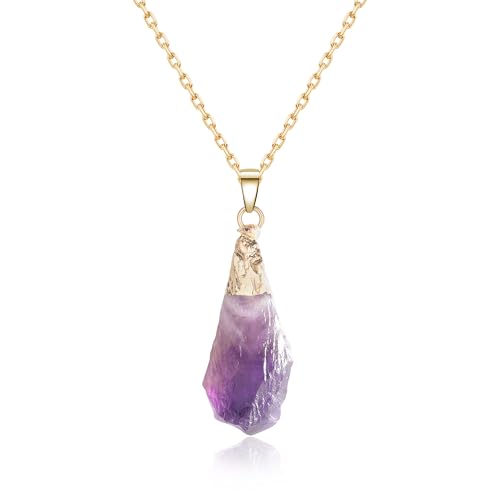 Collier améthyste en acier inoxydable pour femme - Bijou pierre naturelle