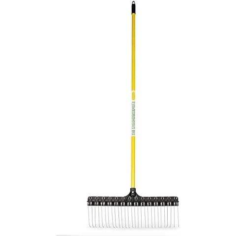 THE GROUNDSKEEPER II Rake 55-inch Lightweight Fiberglass Handle, 21-inch Head, Durable Steel Tines for Gardening, De-Thatching or Professional Landscaping (6-Pack) Cover