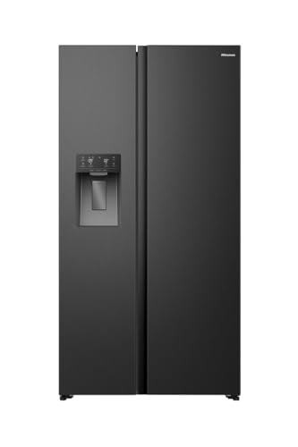 Hisense RS5P528STFC Side-by-Side mit Eis-, Crushed-und Wasserspender/ 528L/ Wassertank/ConnectLife/SuperCool/Big Box/Flat Duct/XXL Türfach/BxHxT: 91,1×178,6×61,5cm/ Schwarz [Energieklasse C]
