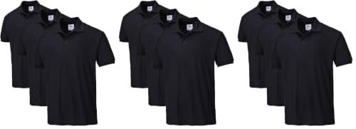 Portwest B210 Naples Mens Polo Shirt Short Sleeve Pique Knit Polycotton Corporate Workwear Uniform UPF 40 Plus UV Protection Rib Collar Cuffs Twin Stitched Seams, Black, M