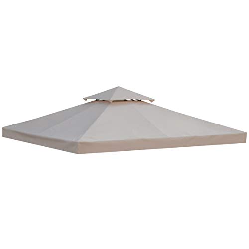 Outsunny Toile de Rechange pour pavillon tonnelle Tente 3 x 3 m Polyester Haute densité 180 g/m² Beige