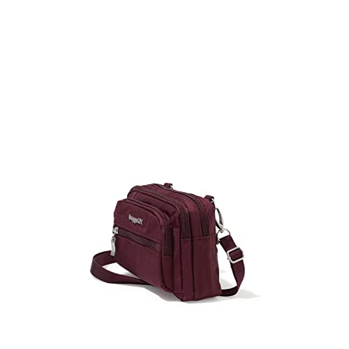 Image of Baggallini Triple Zip Small Crossbody Bag for Women - Lightweight Convertible Fanny Pack Belt Bag