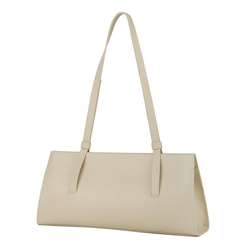 DONNAIN Genuine Leather Trendy Shoulder Bag for Women, Small Women Handbag and Clutch Purse (Beige)