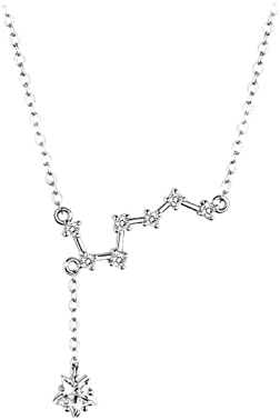 pitkalle Big Dipper Necklace Silver Plated Pendant Necklace Star Cubic Zirconia Necklace Valentine's Day Gift for Women
