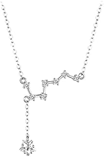 pitkalle Big Dipper Necklace Silver Plated Pendant Necklace Star Cubic Zirconia Necklace Valentine's Day Gift for Women