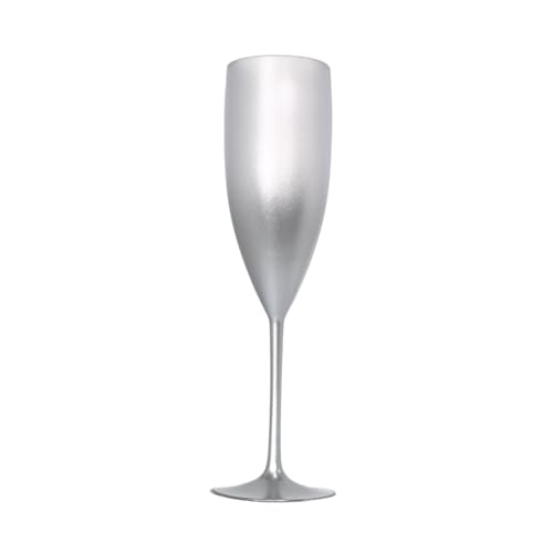 5 Taças Champanhe Acrílico Degrade 160ml Natal Festas Drink Cor:Prata