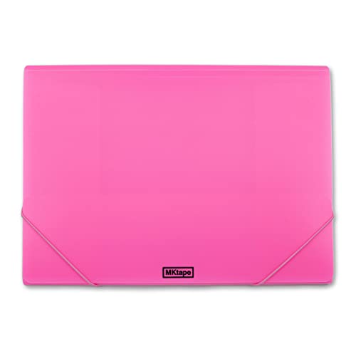 Mktape MKT20203 Carpeta con Cierre de Gomas - Tamaño Folio - Color Rosa Neón - Incluye 3 Solapas Interiores para Guardar y Organizar tus Documentos - Fabricada con Polipropileno Cover