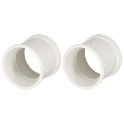 Nexarelle 2pcs PVC Duct Coupler (2" / 50mm ID, White) - Straight Inline Plastic Round Pipe Connector Coupling Adapter Fitting, Fits Air Ventilation Exhaust Drain Waste Vent DWV Systems