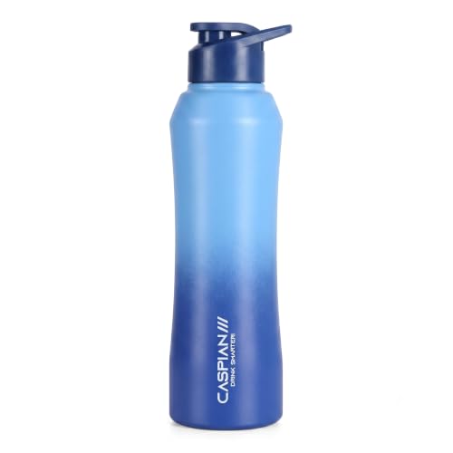 Image of Caspian Trek Customised Stainless Steel Water Bottle 1L, B Horiz with Logo Print - Personalised Water Bottle with Your Name Print for Kids Boys Girls School Office Gym- Perfect for Corporate Gifting