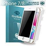 Klearlook [Privacy Series] Anti Spy Filter Featured 3D Curved Full Coverage Tempered Glass Screen Protector, White Frame with Matte Back Film for Apple iPhone 7 (1+1 Pack)