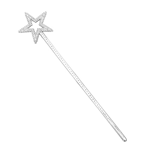 Oykrueats Zauberstab Kinder,Glitzer Feenstab,Zauberstab Stern,Glitzerstab Länge 33 cm,Prinzessin Stab mit Sternspitze und Glitzersteinen für Erwachsene Kostüm Requisiten Cosplay Dekoration(Silber)