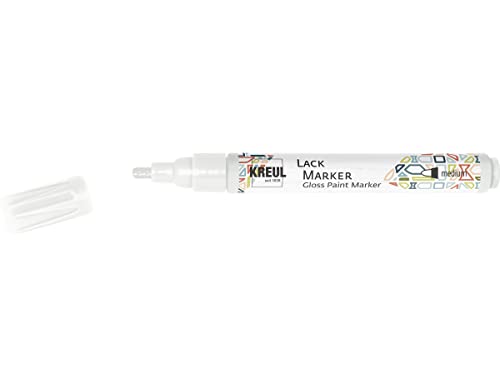 KREUL 47010 - Crayon laque medium blanc, avec pointe ogive épaisseur de trait 2-4 mm pour créer, écrire et décorer des petits cadeaux originaux, des cartes, etc.