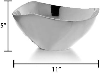 Miniatura 4 de Nambe Cuenco de tres esquinas Hecho de aleación de metal Cuenco grande plateado para guarniciones, decoración del hogar y frutas Uso para